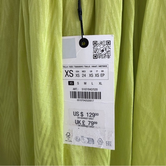 NWT ZARA Blogger Fave Lime Green Silky Cross Back V-Neck Maxi Dress Gown XS - Picture 11 of 14